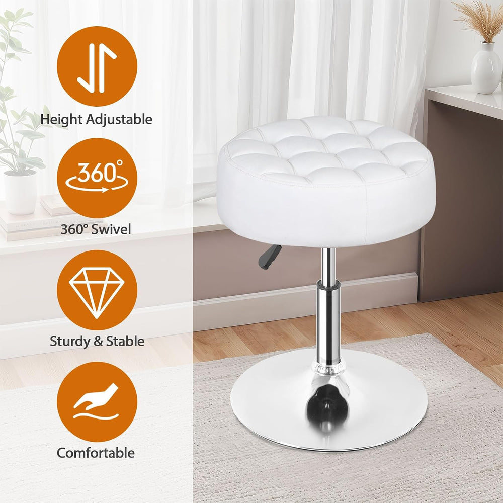 SUPER DEAL Set of 2 Vanity Stools for Makeup, Vanity Ottoman Chair with Adjus...