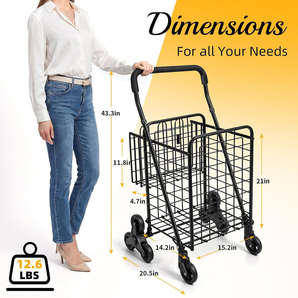 Kiffler Stair Climber Grocery Shopping Cart with 360° Swivel & Tri-Wheels