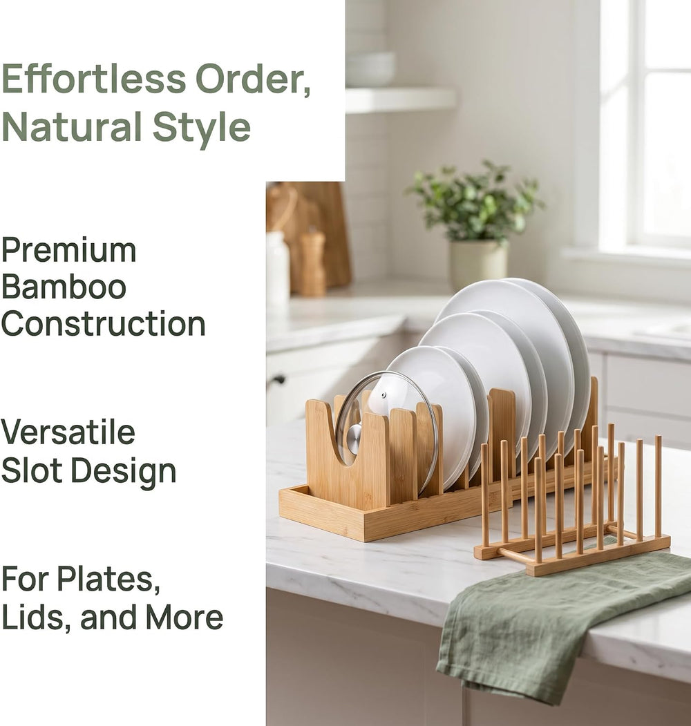 Expandable Bamboo Lid Rack & Drainer