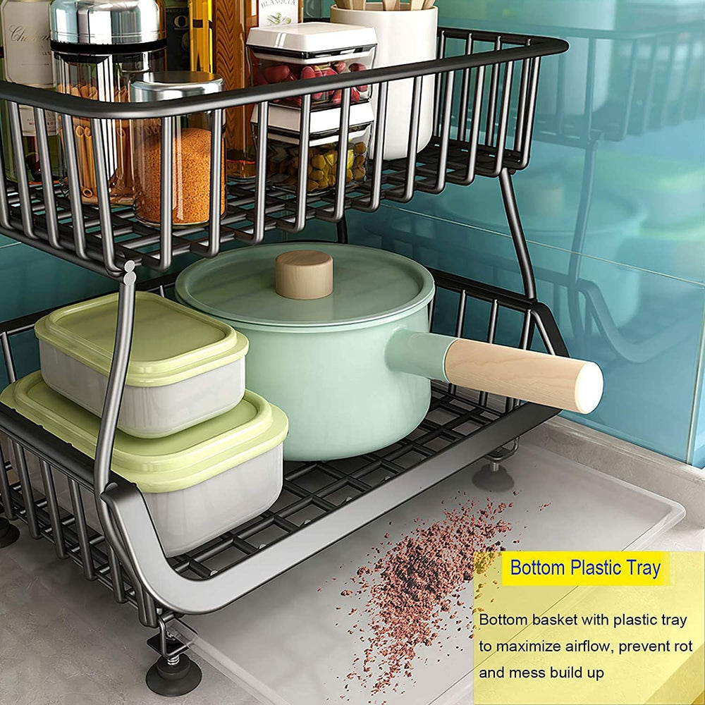 asunflower Kitchen Storage Baskets with Wooded Table Top, 5 Tier Stackable Fr...