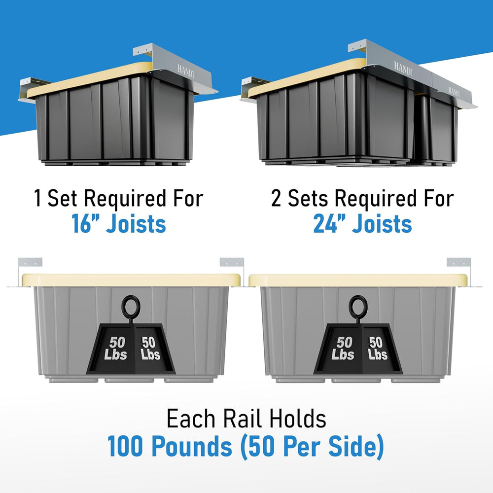 USA Based Overhead Garage Storage Rack, Connectable Heavy Duty Metal Ceiling ...
