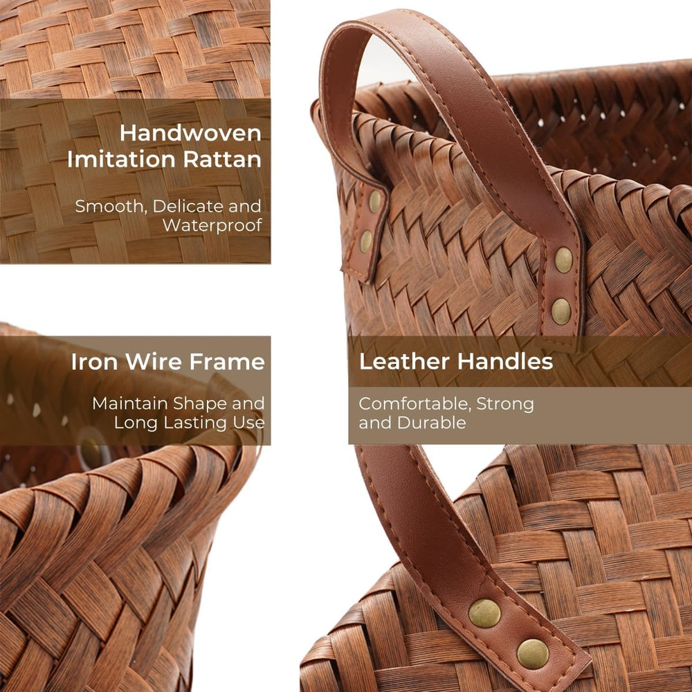 GIB Wicker Woven Storage Baskets for Organizing Blankets Laundry Shelves