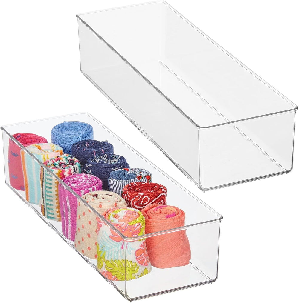 mDesign Plastic Drawer Organizer Box, Long Storage Organizer Bin Container; F...