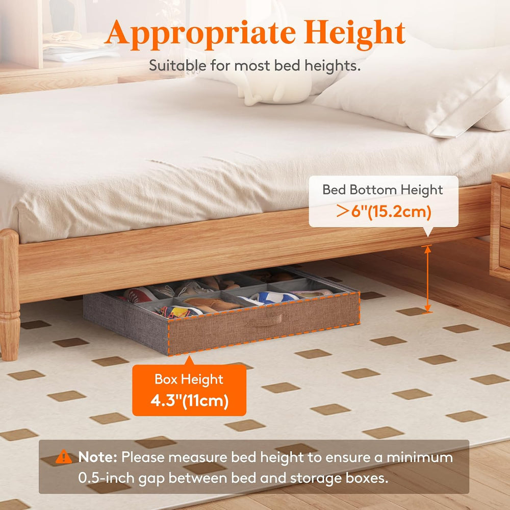 Lifewit Under Bed Shoe Storage Organizer Fits 8 Pair Sneakers, 4.3 Inches Tal...