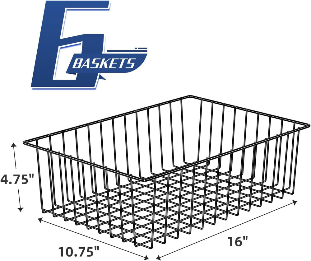Simple Trending 6 Pack Large Metal Wire Baskets for Storage, Black
