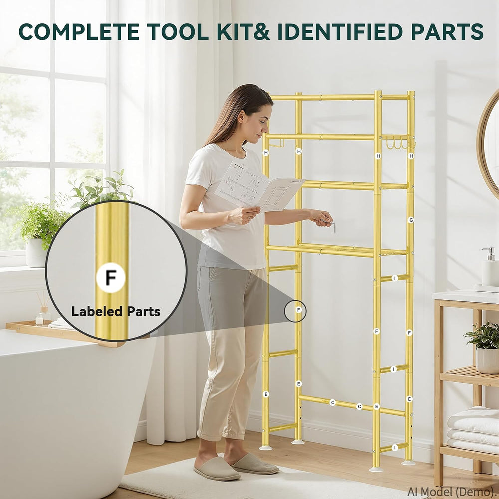 4-Tier Over The Toilet Storage Shelves, Gold