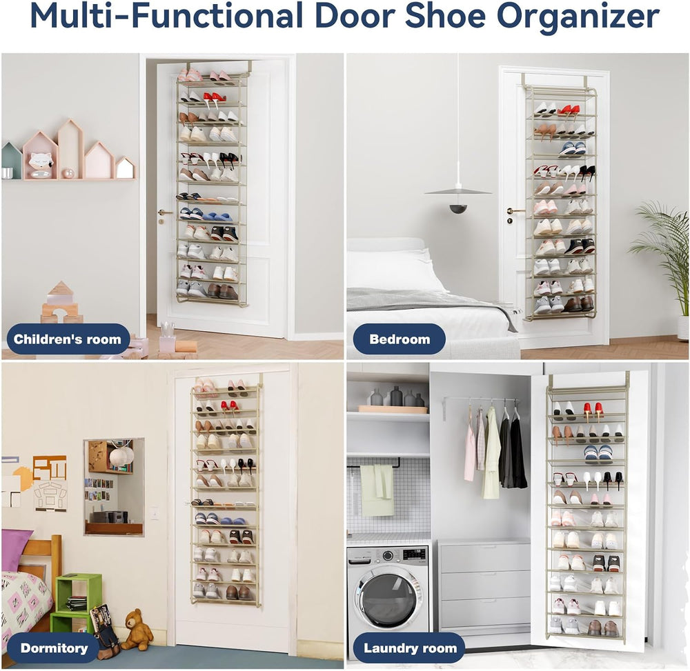 Whitmor 36 Pair Over the Door Shoe Rack,12 Tier Hanging Shoe Organizer with M...