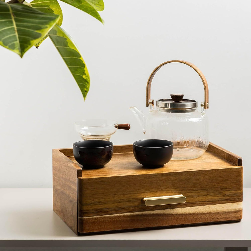 Acacia Wood Tea Bag Organizer, Tea Organizers and Storage Box, Tea Caddy for ...