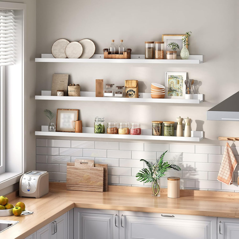 HOOBRO Floating Shelves, Wall Shelf Set of 3, 47.2 Inches Hanging Shelf