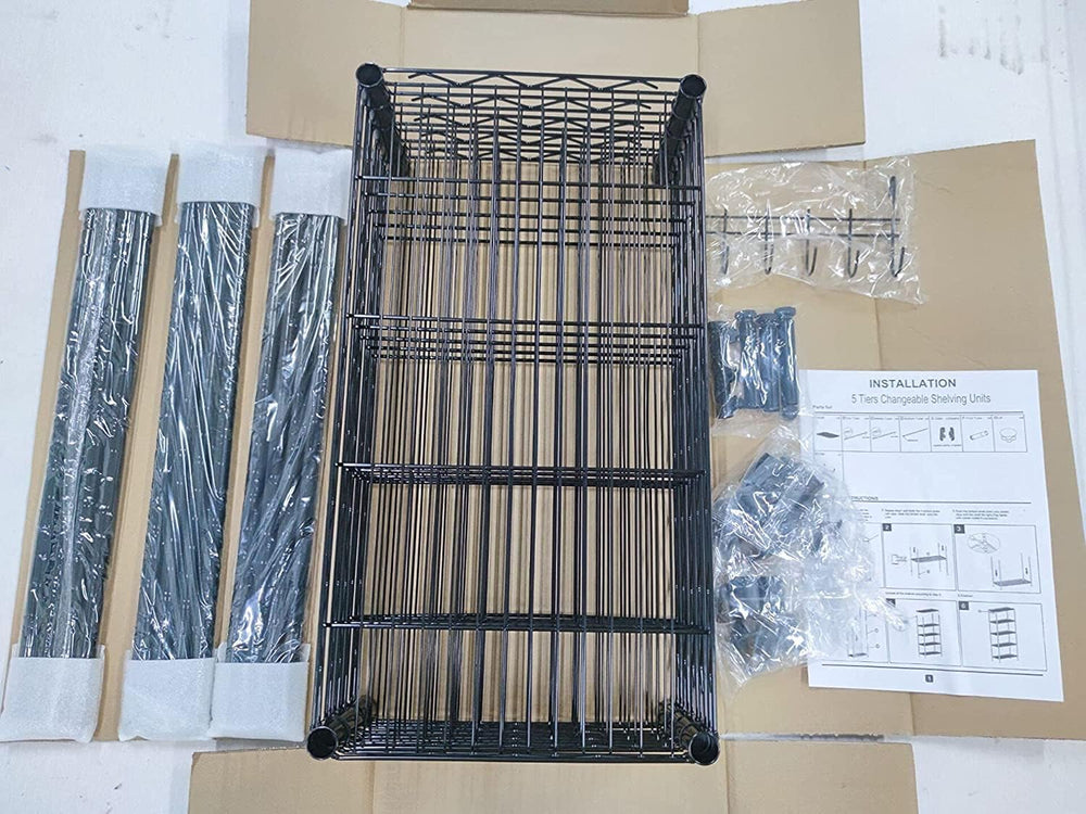 MACRO GLOBE 5-Tier Changeable Assembly Carbon Steel Standing Shelf Units,Wire...