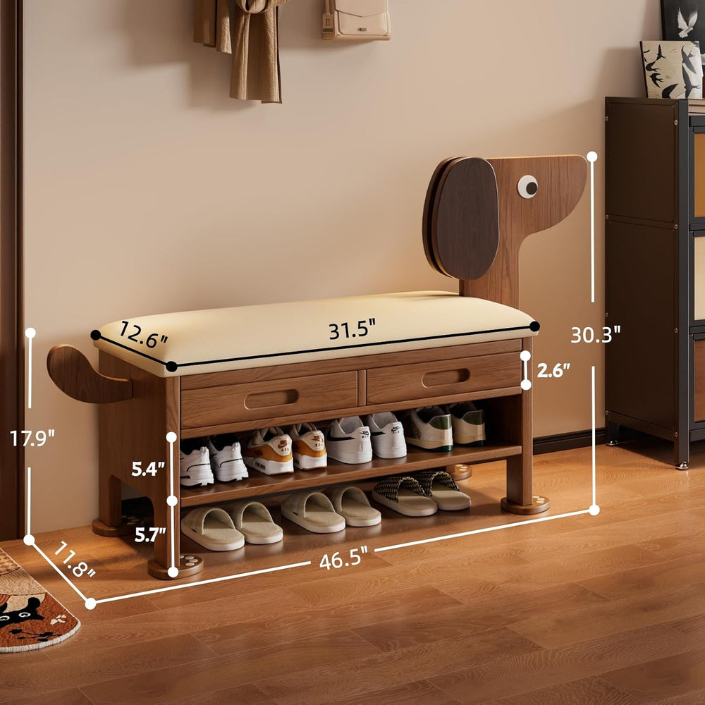 Wooden Shoe Storage Bench Cabinet Rack for Entryway Closet, with Upholstered ...