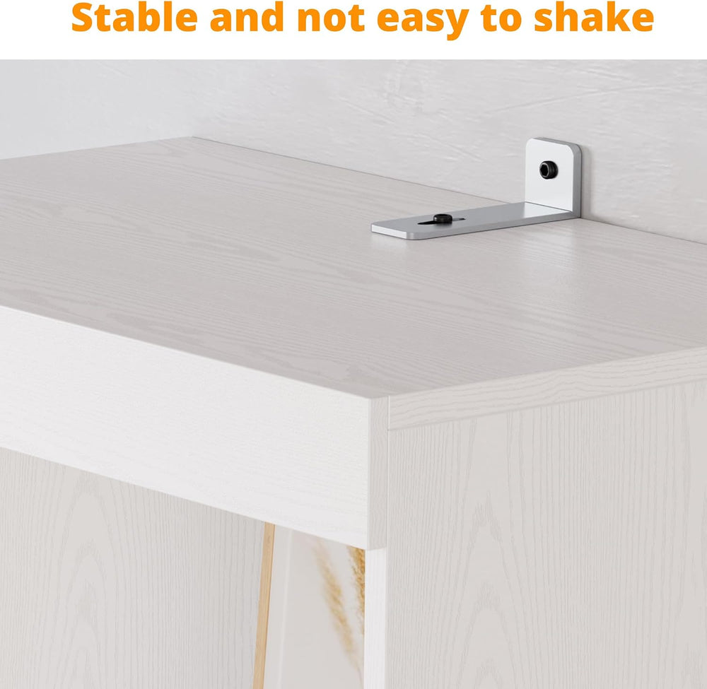 IRONCK Tall Shoe Storage Cabinet with Adjustable Shelves and Cubbies, White