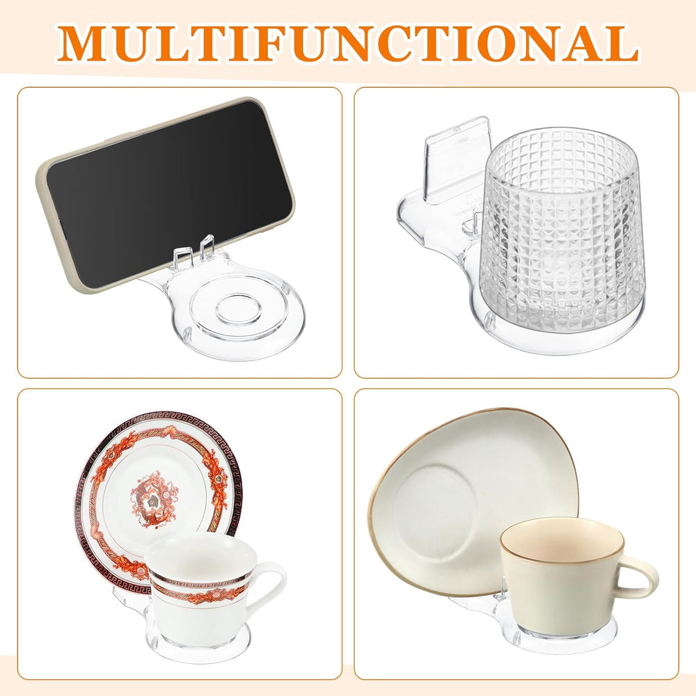 RattanView 16 Pcs Acrylic China Display 8 Stand, 8 Plate Cup
