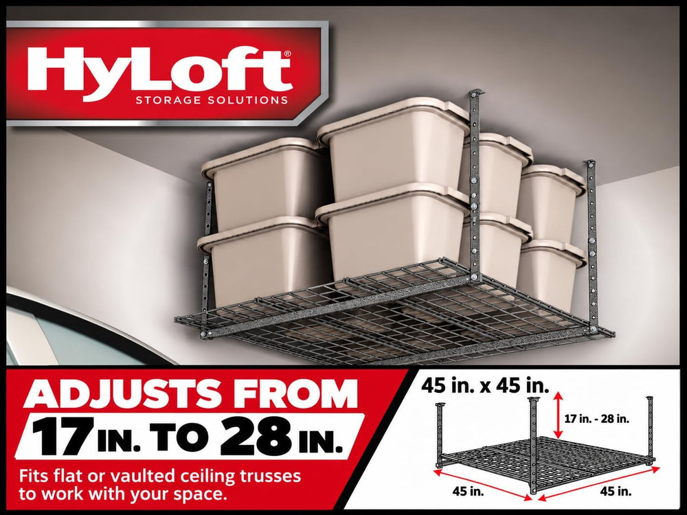 Hyloft Overhead Steel Garage Storage System, Ceiling Rack, 45-Inch x 45-Inch,...