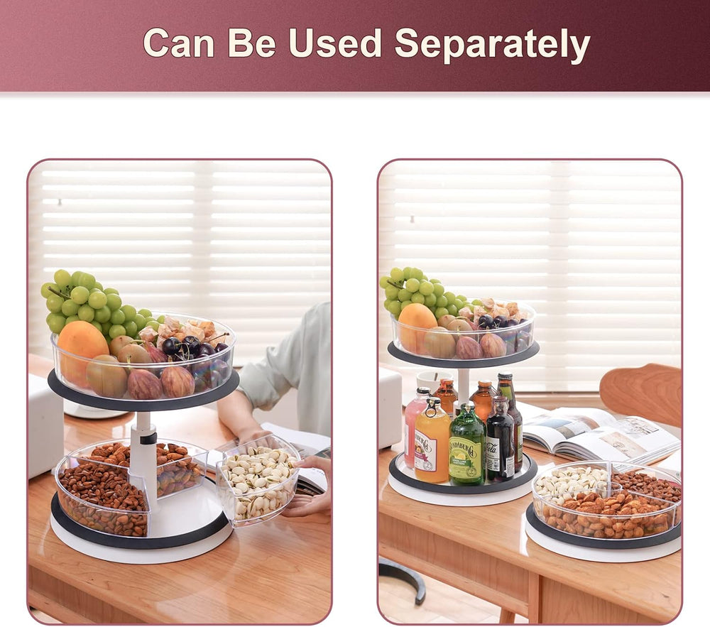 Ynelyase Lazy Susan Medicine Bottle Organizer for Cabinet 2 Tier Clear