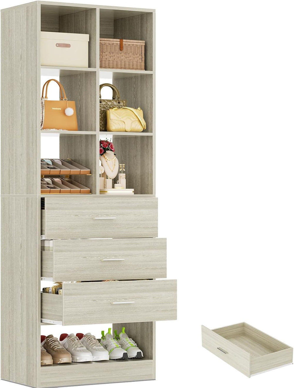 Homieasy Closet System Organizer with 3 Drawers and Partition Storage, Freest...