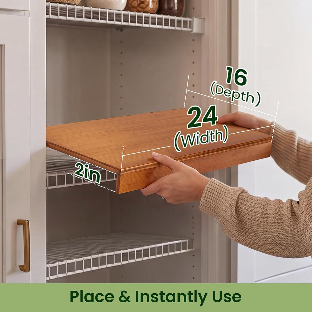 Bamboo Wire Shelf Covers for Wire Shelving, 24" W X 16" D, 4 PCS