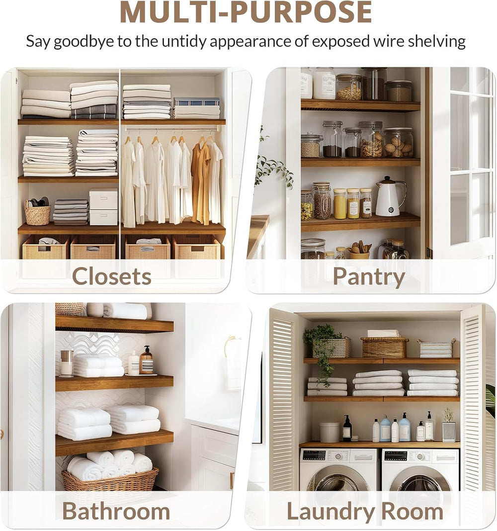 Gashell Wire Shelf Covers, Bamboo Wire Rack Covers for Pantry, Closet (5pcs, ...