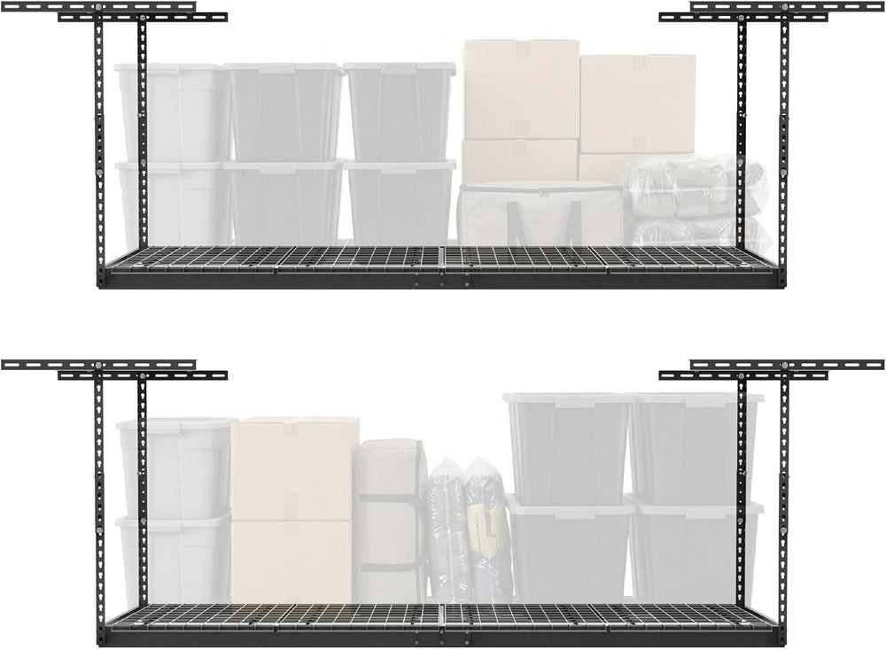 MonsterRAX 2-Pack 3x8 Overhead Garage Storage Rack, Hammertone, 12"-21&q...