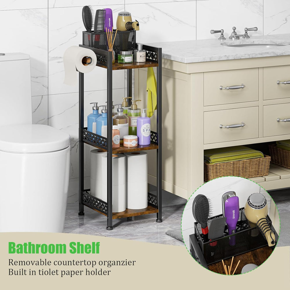 3 Tier Bathroom Organzier Storage Shelf Stand Toilet Paper Holder