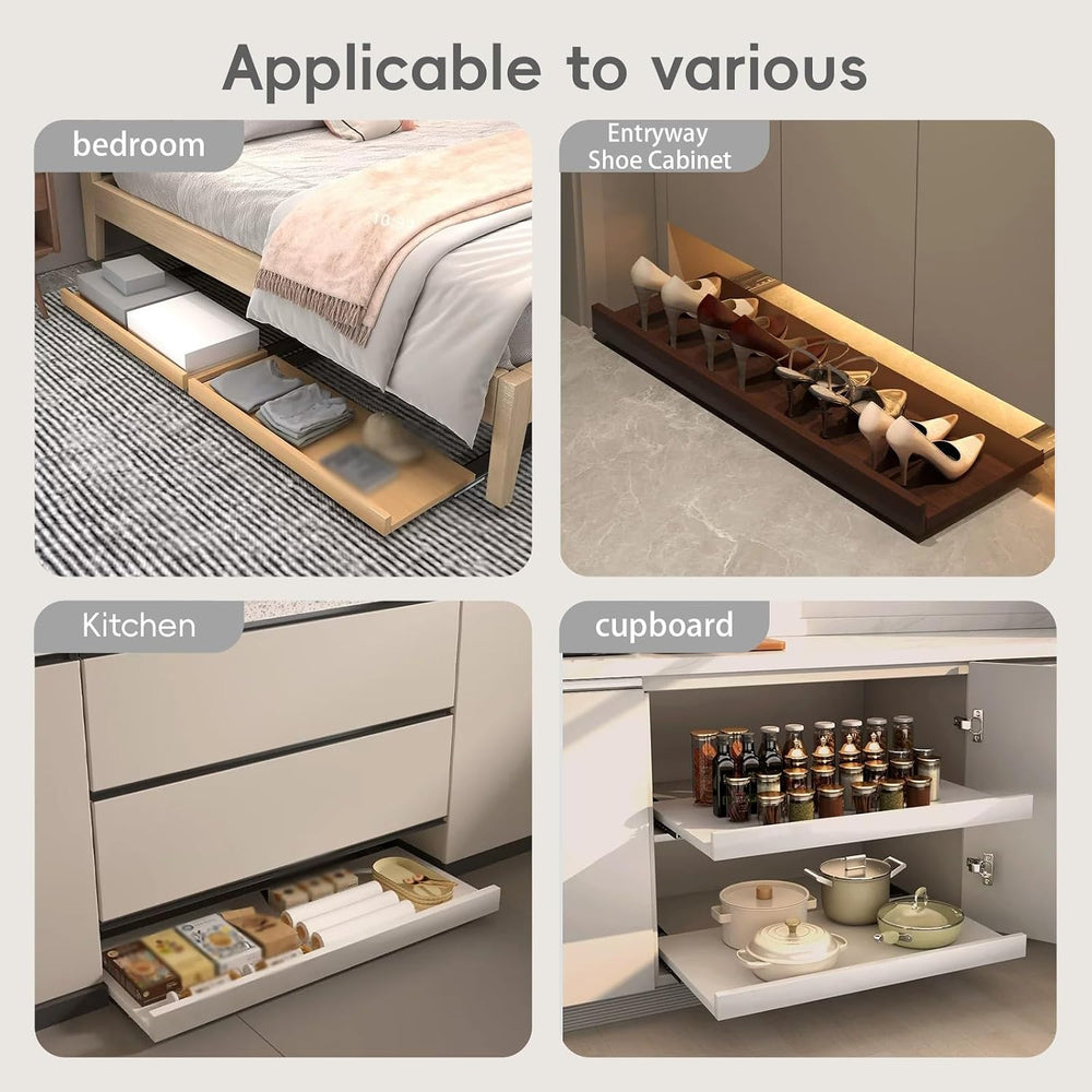 Solid Wood Pull Out Shoe Rack,40-80cm Length, Push-to-Open or Pull-Out, Slidi...