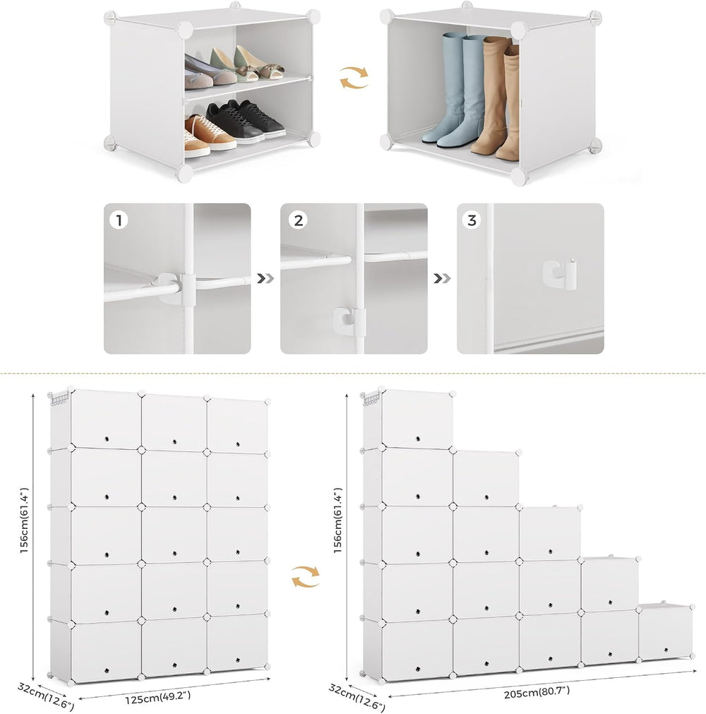 Mondeer Shoe Rack, 3 x 10 Tiered Plastic Shoe Cabinet, 60 Pairs of Shoes