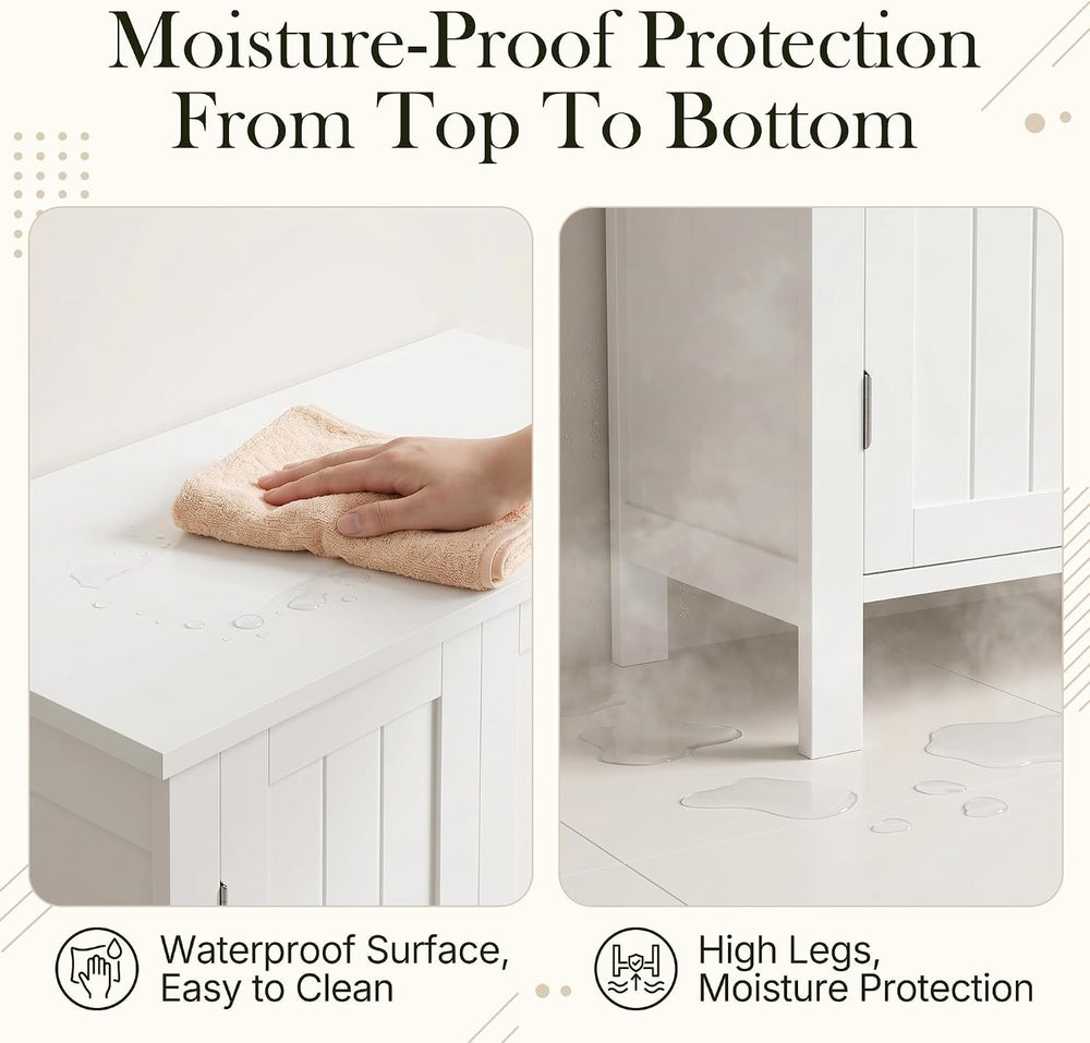 SUPER DEAL Modern Bathroom Floor Storage Cabinet with Adjustable Shelf and Do...