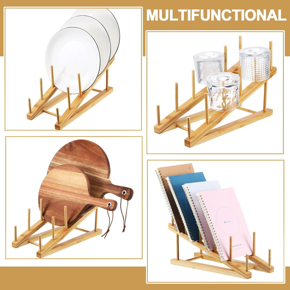 Suclain 6 Pcs Wooden Bamboo Dish Drying Rack Kitchen Cabinet Organizer for Ca...
