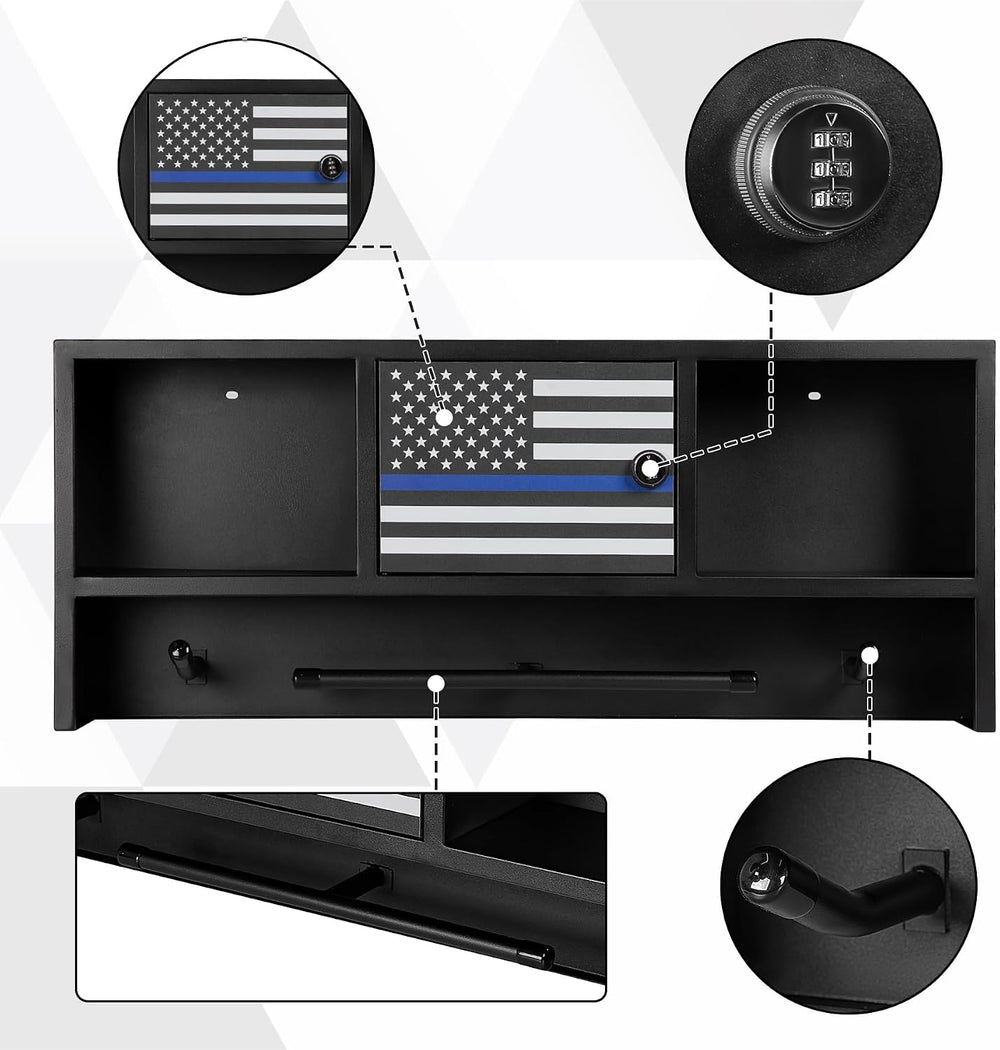 Neoaider Wall Mounted Police Gear Rack 36” x 4” x 15”, Police Hanger