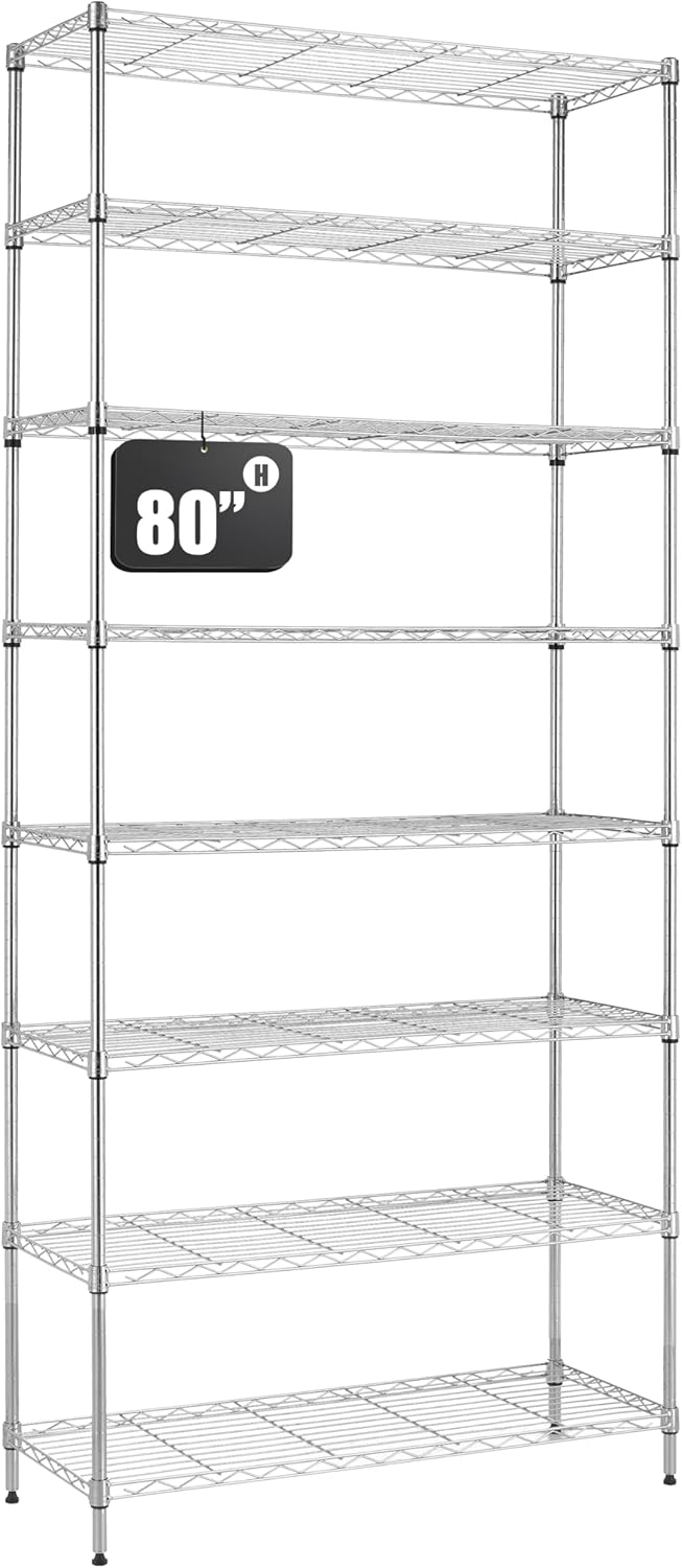 Finnhomy 8-Tier Wire Shelving Unit Adjustable Steel Wire Rack Shelving, Pantr...