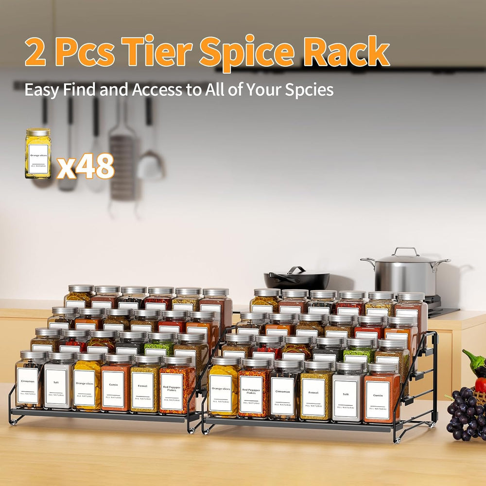 BOIVSHI 4 Tier Spice Rack Organizer, Spice Rack for Cabinet, Adjustable Depth...