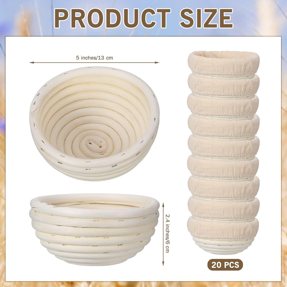 FoldTier 20 Pcs Banneton Bread Proofing Baskets Bulk, 5 Inch Mini Round Dough...