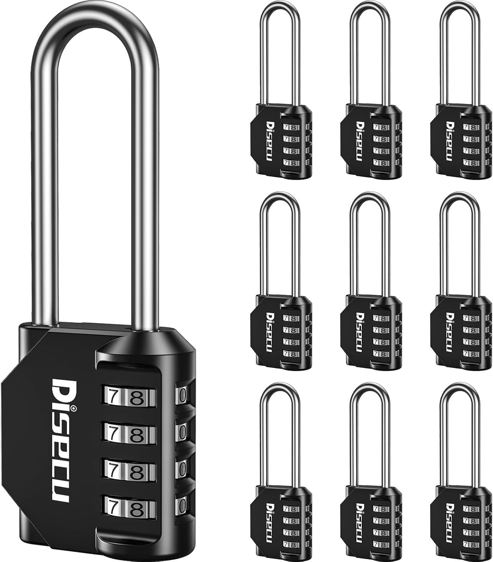 10 Pack disecu 2.6 Inch Long Shackle Combination Lock, 4 Digit Outdoor Waterp...