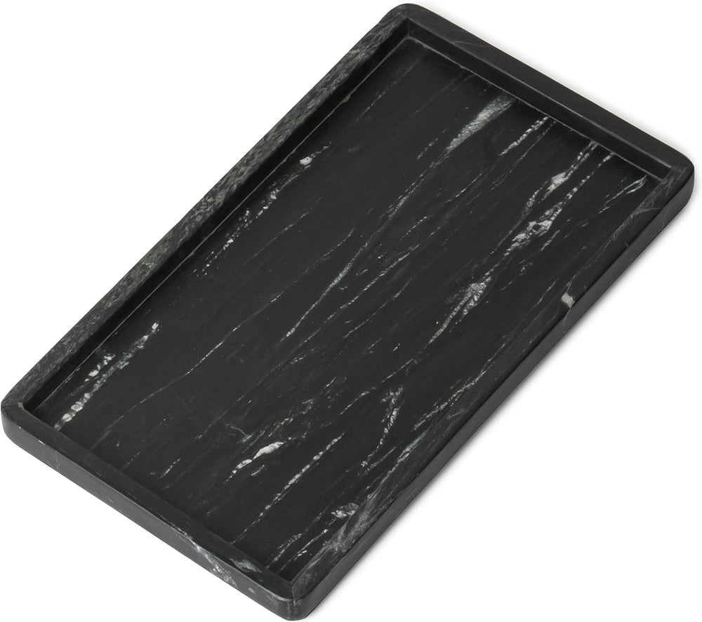 Marble Tray for Bathroom Vanity, Black, Large 13 x 7.5 Inch