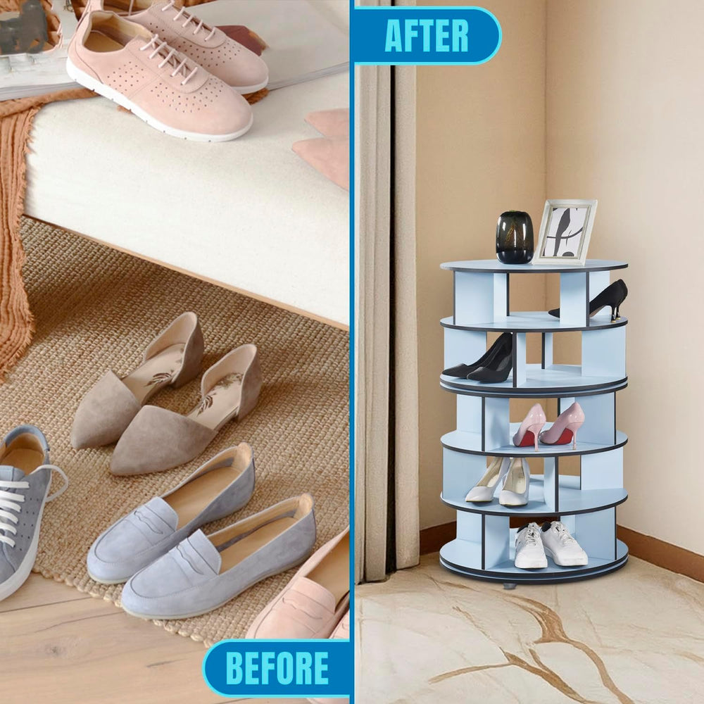 Kings Brand Furniture - 5-Tier Rotating Shoe Rack, 360° Revolving Lazy Susan ...