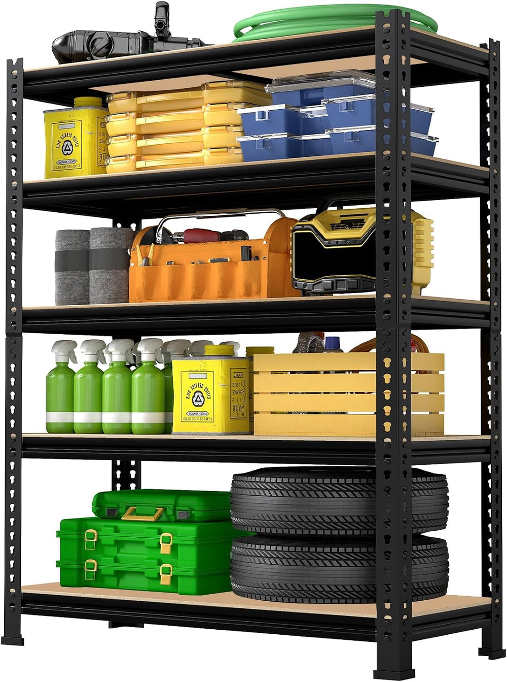 5-Tier Metal Storage Shelves: Heavy Duty Garage Shelving Adjustable Shelves f...