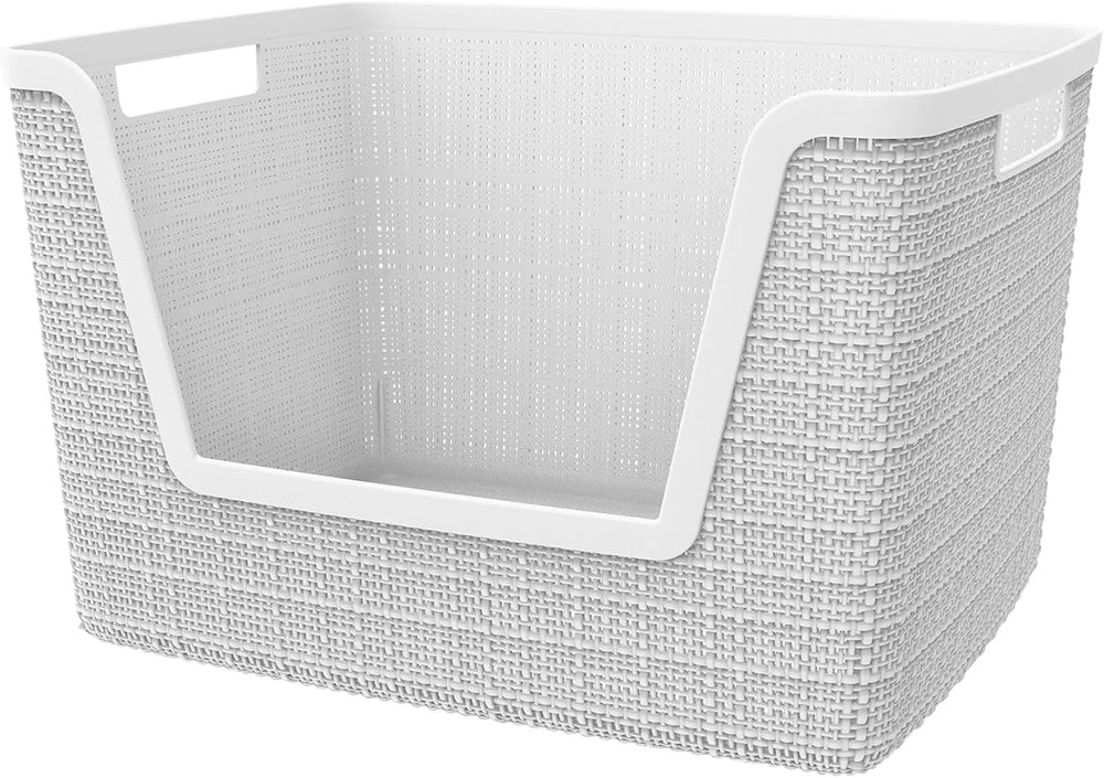 Curver Set of 4 Large 18L Easy Access Jute Decorative Plastic Organization an...
