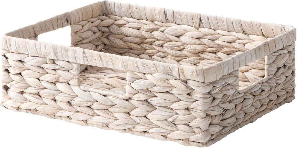 StorageWorks Large Wicker Storage Baskets for Shelves, White Baskets,1-Pack