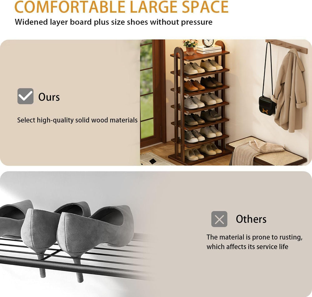 7 Tier Shoe Rack for Closet - Vertical Shoe Rack Free for Small Space - Stand...