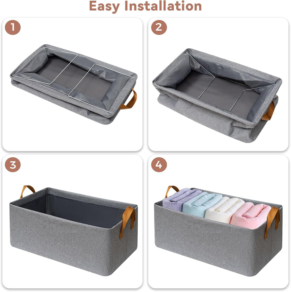 SNWDN 6 Pack Closet Cloth Storage Bins with Handles(Grey 16.5''L x 11...