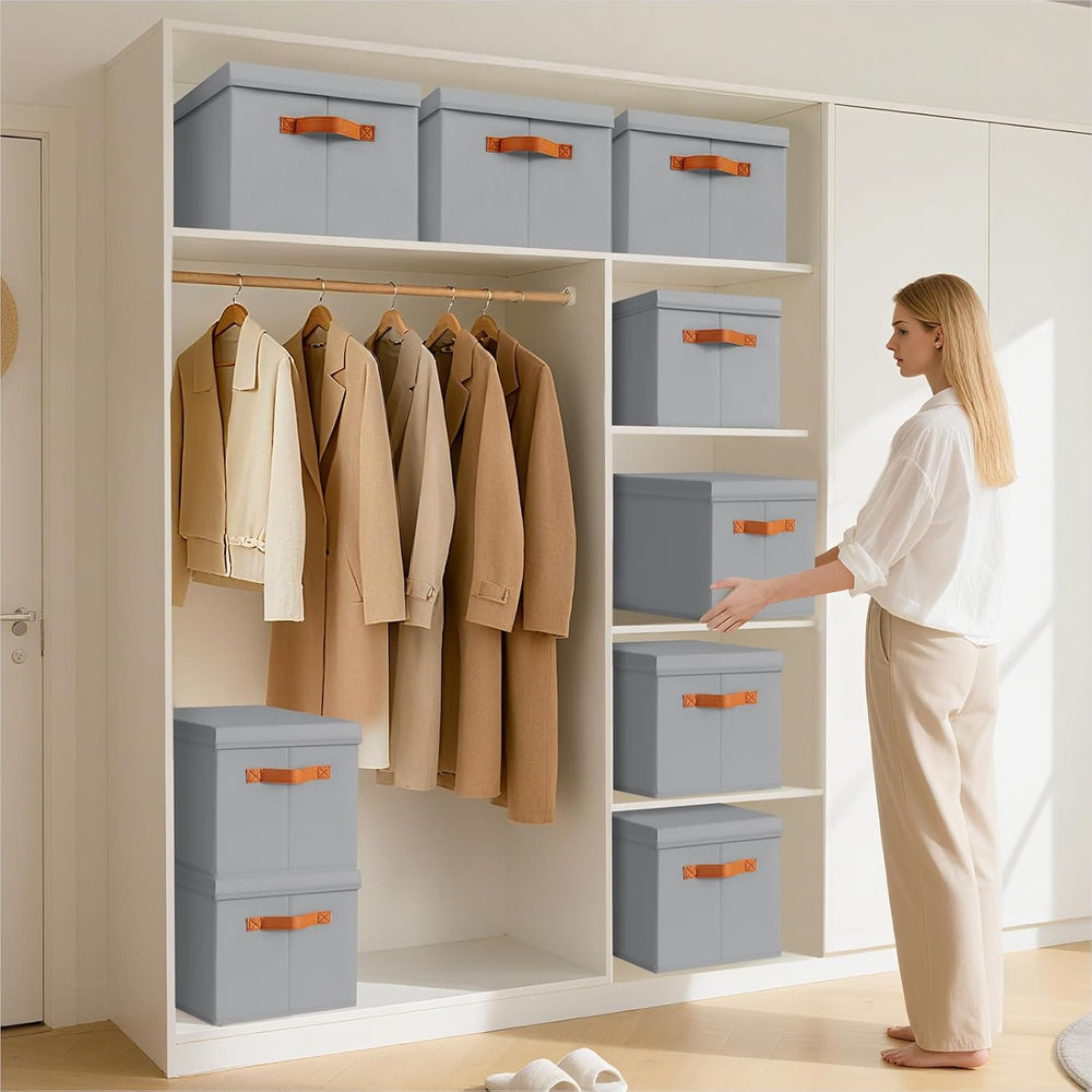 Homsorout Storage Bins with Lids - Large Fabric Closet Bins with Lid, 5 Pack ...