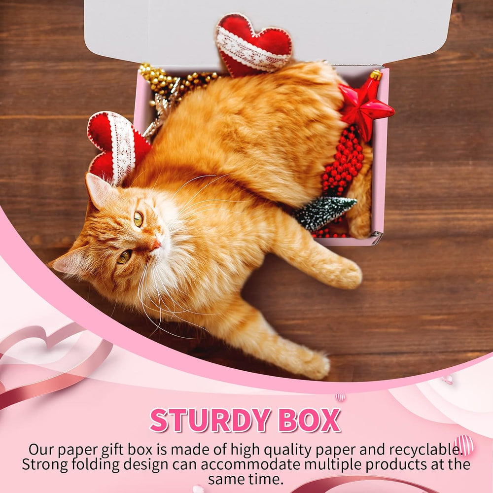 Spakon 50 Packs Shipping Boxes, Cardboard, Pink, 9 x 6 x 2.36 Inches