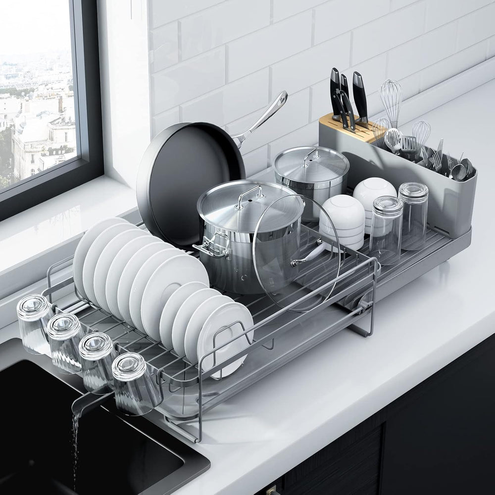 Kitsure Extendable Dish Drying Rack, 19.2"-26.7" L x 12.9" W, ...