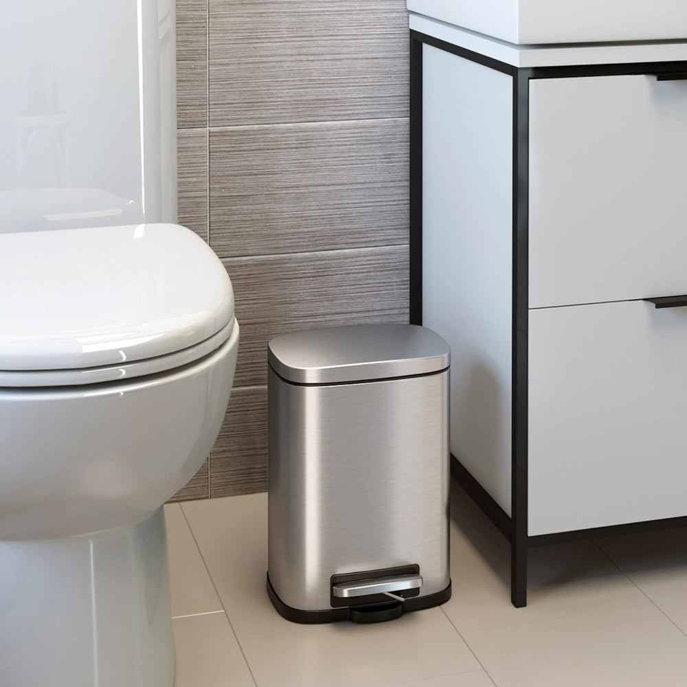 ITouchless SoftStep 1.32 Gallon Small Stainless Steel Step Trash Can with Abs...