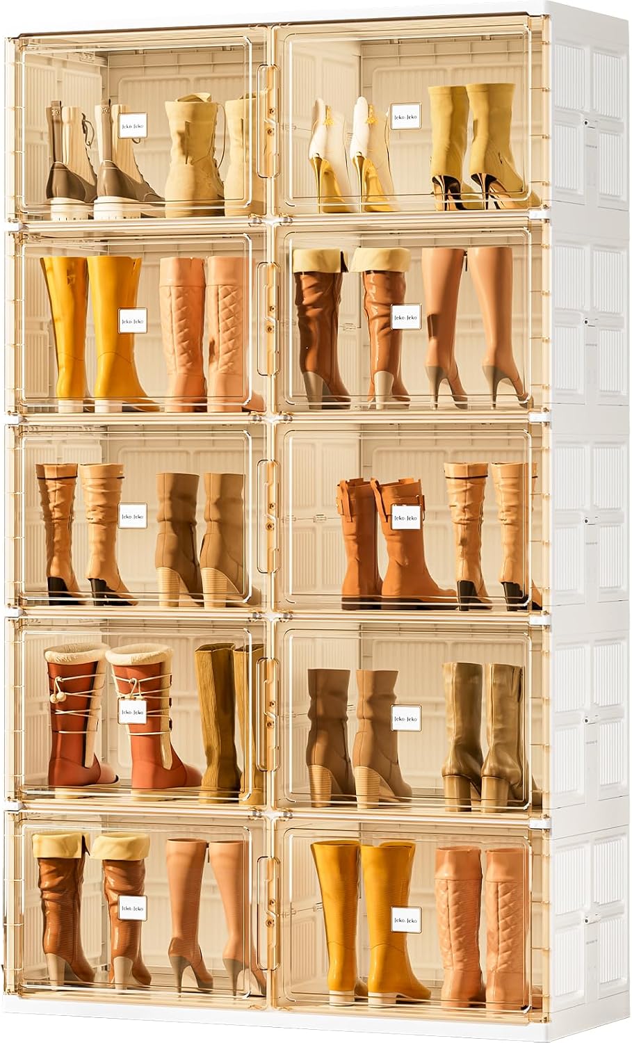 JEKO&JEKO Foldable Boot Storage Cabinet with Magnetic Doors,5-Tier Double...