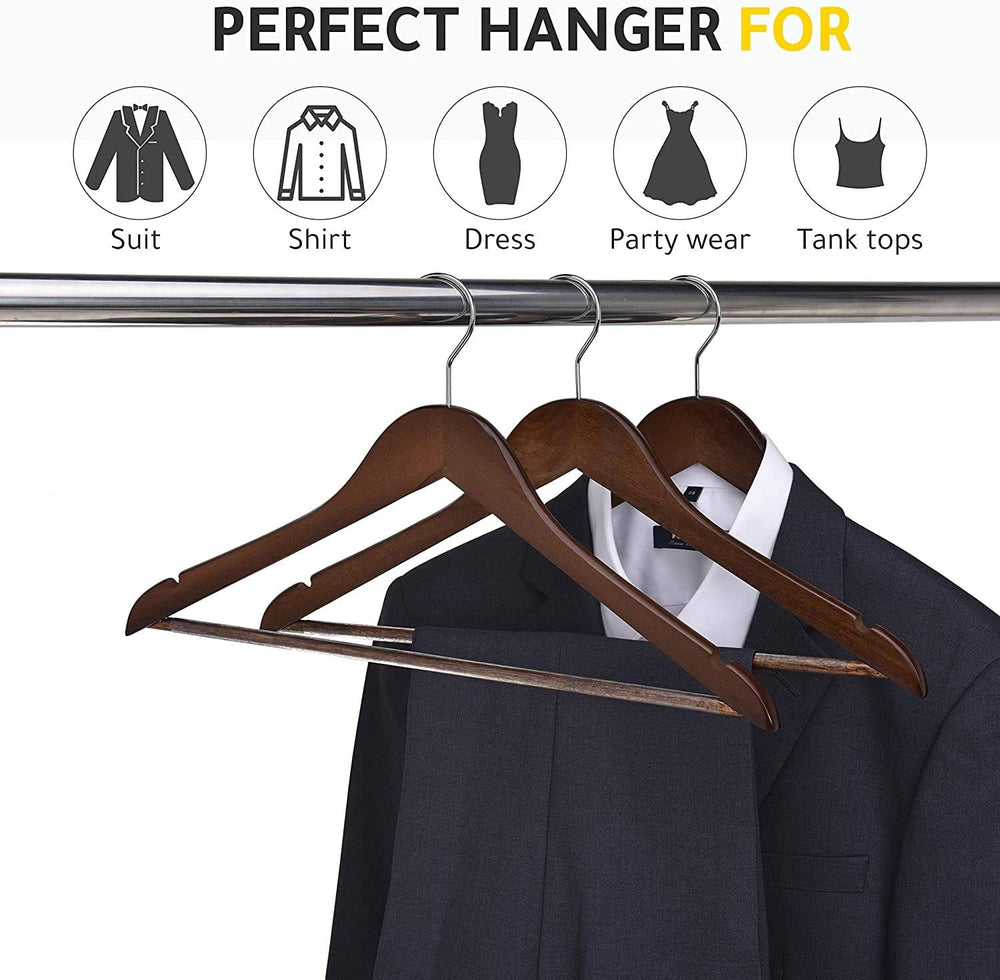 Quality Wooden Hangers - Slightly Curved Hanger 80 Pack Sets - Solid Wood Coa...