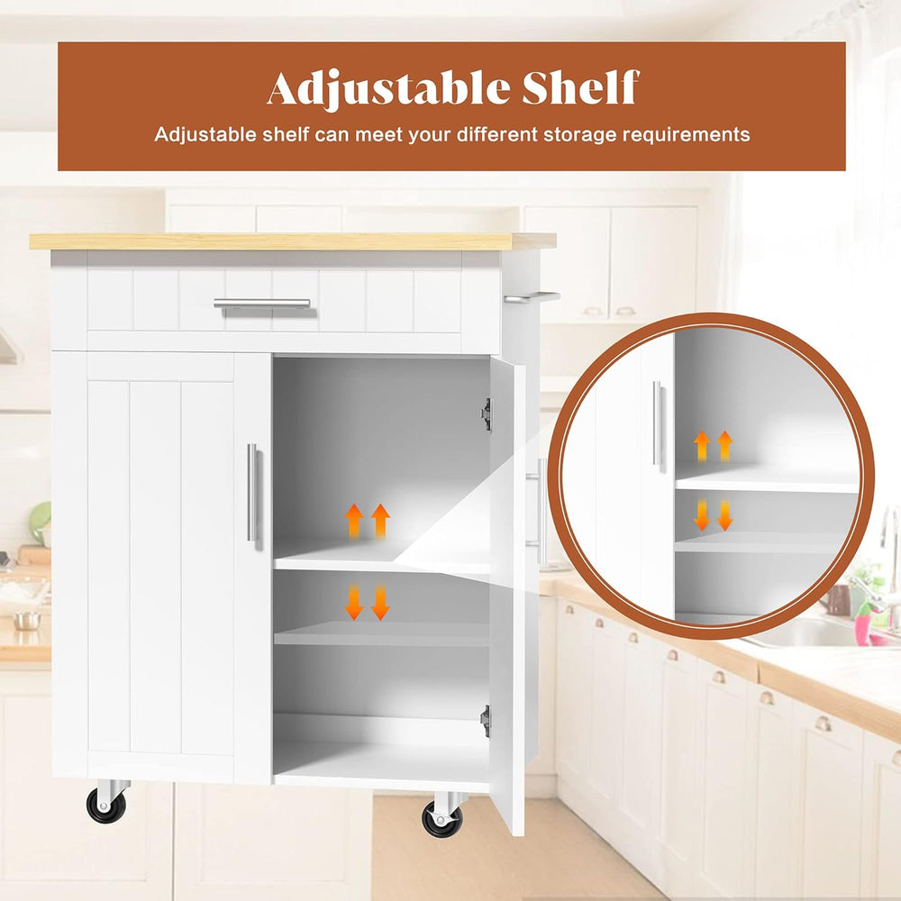 JY QAQA 26" Rolling Kitchen Island Cart on Wheels, Mobile Storage Cabine...