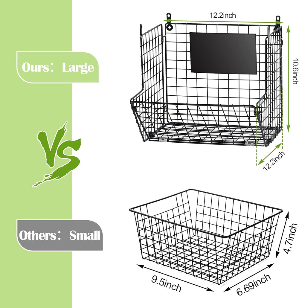 X-cosrack Metal Wire Basket Wall Mount, 3 Tier Wall Storage Basket Organizer ...