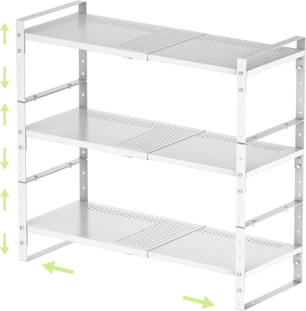 Expandable Shoe Rack Heavy-Duty Closet Organizer Adjustable Shelf Stackable M...
