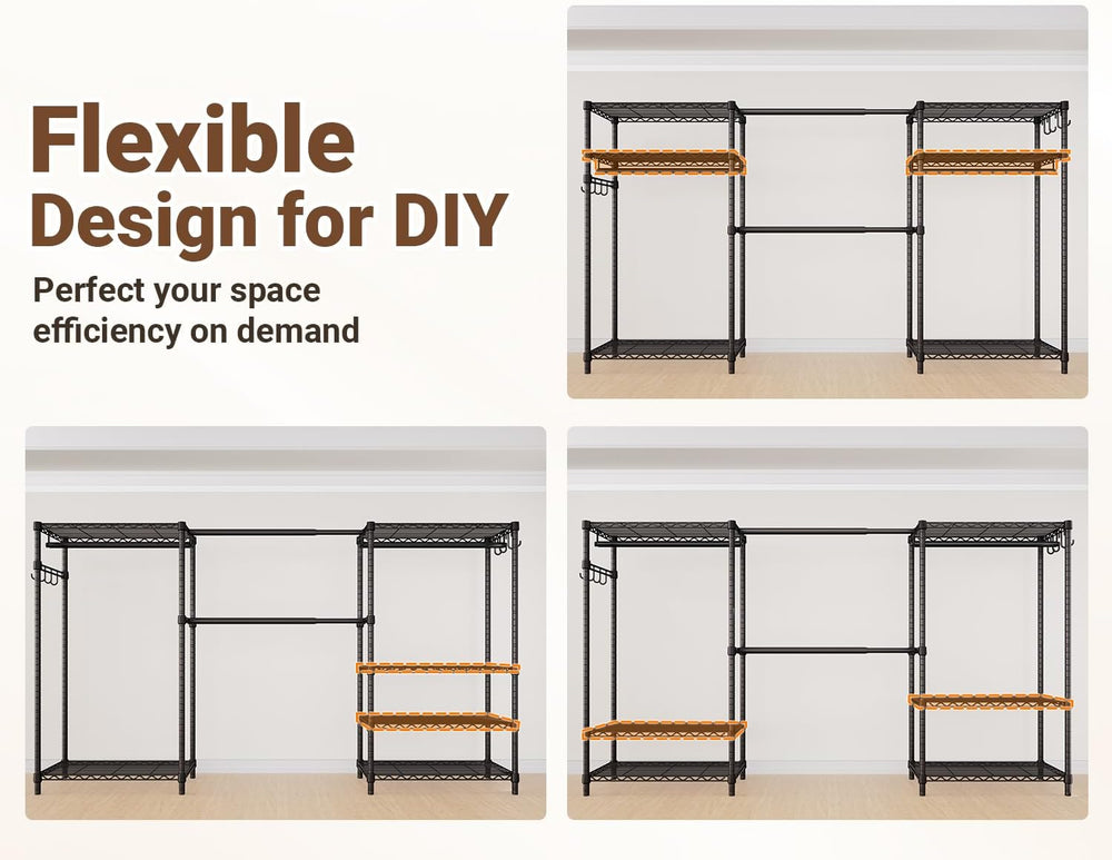 Clothing Rack for Hanging Clothes: Heavy Duty Clothes Rack, 71.5-91" W E...